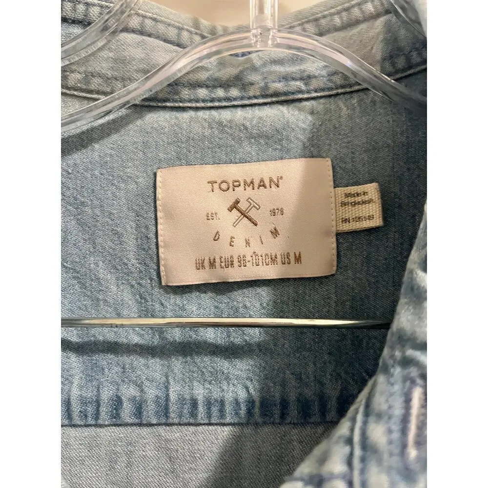 Topman Mens Chambray Button Down Top